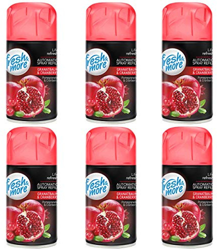 Fresh & More Lufterfrischer Nachfüller Granat&Cranberry 250ml (6er Pack) | Raumduft-Spray-Nachfüller, kompatibel mit Freshmatic Max, fruchtig-herber Granatapfel-Cranberryduft
