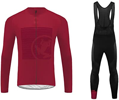 UGLY FROG Herren Fahrradtrikot，Winter Wear Outdoor Herren Radtrikot Set Fahrradbekleidung Langarm Fleece Warm Fahrrad Trikot und Radlerhose mit 3D Sitzpolster
