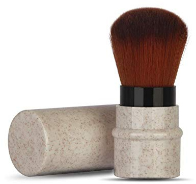 Sonew Einziehbarer Kosmetikpinsel, Kleine Reise Makeup Pinsel, Synthetische Borsten Kabuki Make up Pinsel für Blush, Powder, Foundation, Concealer (Beige)