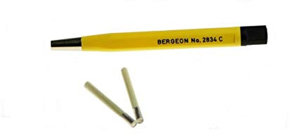 Bergeon Stylo de retouche en titane brossé et acier doré pour montres avec 2 embouts de recharge