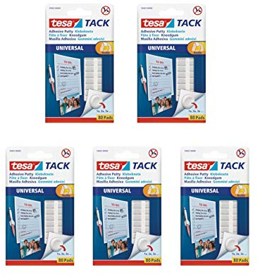 tesa Tack Klebeknete, formbar (Weiss, 5 Packungen)