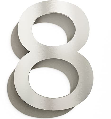 Numéro de maison 8 – acier inox – résistant aux intempéries – avec matériel de montage – plaque signalétique – N.208.E