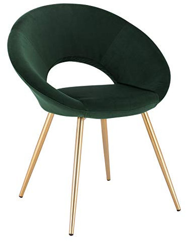 WOLTU® Esszimmerstuhl BH230dgn-1 1 Stück Küchenstuhl Polsterstuhl Wohnzimmerstuhl Sessel, Sitzfläche aus Samt, Gold Metallbeine, Dunkelgrün