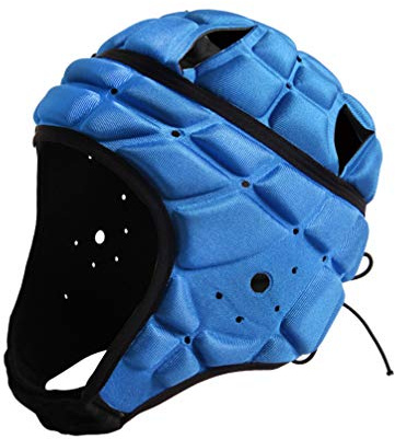 BESPORTBLE Sport Kopfbedeckung Torhüter Fußball Torwart Helm Kopfschutz Kappe Unterstützung für Hockey Fußball Rugby (Blau Freie Größe)