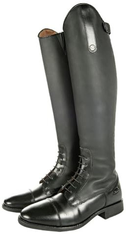 HKM Reitstiefel -Sevilla- Normal/Extra Weit, Schwarz mit Elastikeinsatz, Reißverschluss & Sporenhalterung 40 EU