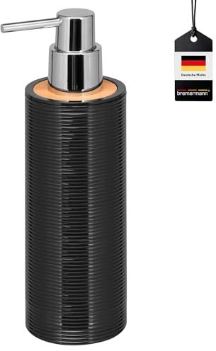 bremermann Seifenspender Segno aus Bambus und Kunststoff // Füllmenge ca. 340 ml (Schwarz)