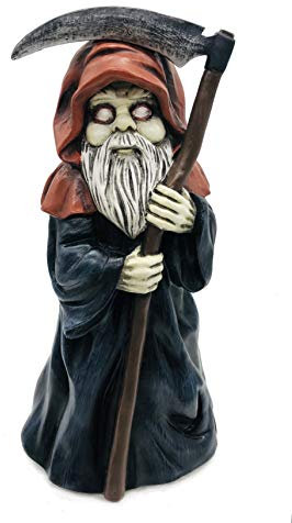 FICITI Garden gnome Reaper Statue - Evil Gnome Scary Gnome for Lawn Ornaments, Indoor or Outdoor Decorations, Halloween Decoration - 8.5 Inch Tall