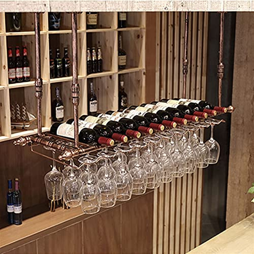 DTDMY Porta Bottiglie da Vino Portabottiglie da Parete in Metallo Portabicchieri da soffitto Vino sospeso Portabottiglie da Vino Vintage Portabottiglie Rustico a Parete Altezza Regolabile