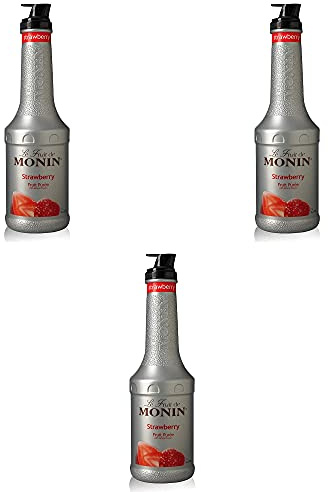 Monin - Purée de fraise, juteuse et sucrée, idéale pour les sodas et les thés, sans gluten (33,81 fl oz) – Lot de 3