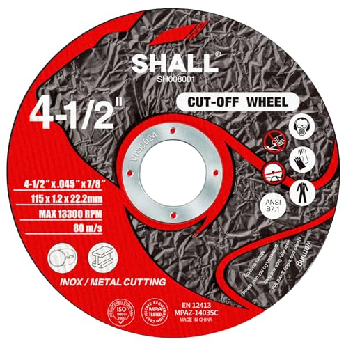 SHALL 25-Pack Cut Off Wheels 4 1/2 x 7/8 Inch, Cutting Wheel with Pouch for Angle Grinder, 4.5” Metal & Stainless Steel Fast Cutting Disc, Grinder Wheel for General Purpose Metal Cutting
