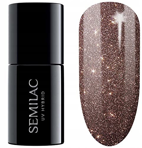 Semilac UV Nagellack 333 Shine Brown 7 ml – Magnetischer Cat-Eye-Effekt – Warmes Bronze mit Gold- & Silber-Schimmer – Kollektion Cat-Eye Effect