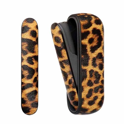 HLMNAKE PU-Leder Hülle Leopardenmuster für IQOS 3 Duo Zigarettenschachtel Tasche Case Ledertasche Schutzhülle (Gelb)