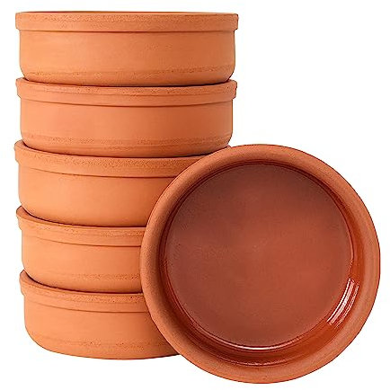 spar-home® Güvec - Set di piccole pirofile, rotonde per casseruole, mini casseruole, per riso al latte, in terracotta, set da 6 pezzi