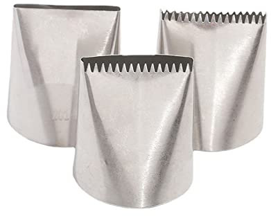 esowemsn Cake Decorating Pastry Tip, 3PCS Stainless Steel Icing Tips, 3 Different Shapes Mouth, Ribbon Pastry Nozzles, Tool Accessories for Cake, Fondant Cake, Cupcakes, Breads, Biscuits
