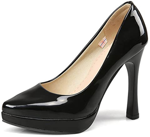 Femme Escarpins À Talons Aiguilles Pointu Pompes de Mode A Enfiler Chaussures de Soirée À Talons Hauts avec Plateforme, 180Ysr Noir Taille 38 EU