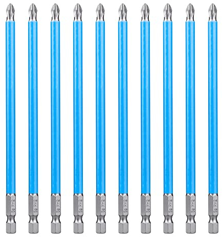 Mesee 10Pcs 150mm Embouts de Tournevis Cruciformes PH2 Embout de Tournevis Phillips à Percussion Embouts Vissage Antidérapant à Tige Hexagonale en Acier S2 pour Tournevis Visseuse Perceuse Électrique