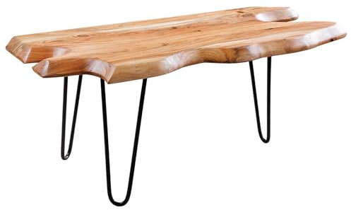 Couchtisch WILD 100cm - schwarz natur - Akazienholz Beistelltisch | Massiv, Handgefertigt, langlebig, Eyecatcher, Handarbeit, Unikat, pflegeleicht, Eisengestell