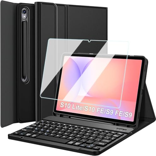 Nanhent Funda con Teclado Español Ñ para Samsung Galaxy Tab S10 Lite/ S10 FE/ S9 FE 5G 10.9 / Tab S9 11 Pulgadas Tablet, 9H Protector de Pantalla, Teclado Magnético Inalámbrico Bluetooth Desmontable