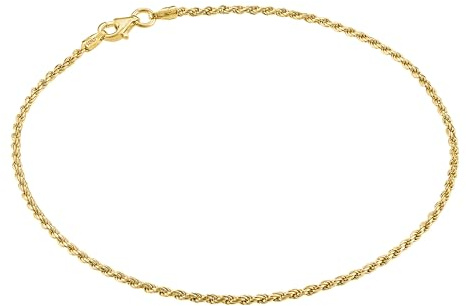 KISPER Gold Ankle Bracelets for Women Plated 925 Sterling Silver | 18K plating, Made in Italy, anti-tarnish, waterproof, anklet, 9-11 inches, curb rope figaro mariner