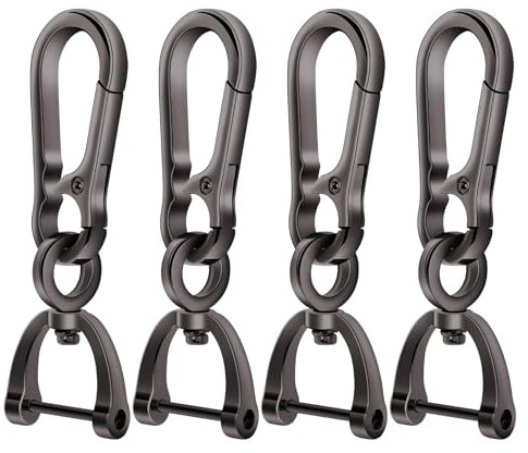 4 Stück Karabinerhaken Schlüsselanhänger Mit Karabiner Schlüsselkarabinahaken Abnehmbare Metall Schlüssel Schlüsselring Verschluss Karabinerhaken Mit Drehgelenk Für Herren Damen (Schwarz)