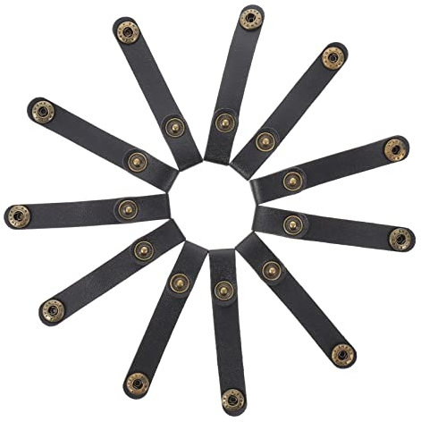 Leather Cable Winder 24 Piece Pu Alloy Data Cord Organizer Black