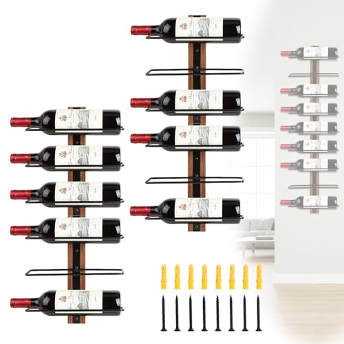 DBREAKS Weinregal zur Wandmontage für 12 Weinflaschen, Flaschenhalter Flaschenregal Holz, Weinflaschenhalter Wand für Esszimmer, Schlafzimmer, Weinkeller, Bar