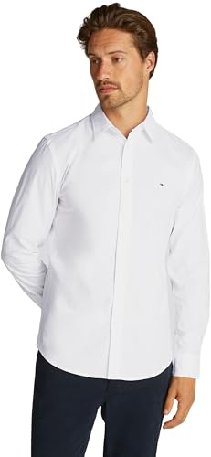 Tommy Hilfiger Camisa Hombre Flex Poplin Kent Collar Camisa Business, Blanco (Optic White), XXXL