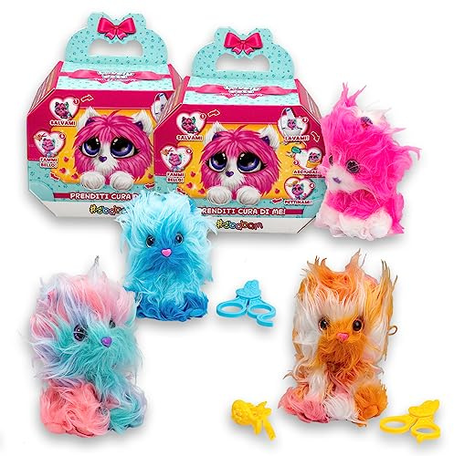 #sbabam Lovely Pets Cutie katt, rolig box 2 tecken, barnspel från tidningskiosk, plysch färgglada djur, dockspel för barn, djurleksaker, 2-pack