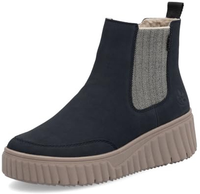 Rieker Damen Chelsea Boots N2553, Frauen Stiefeletten, lose Einlage,Booties,halbstiefel,Kurzstiefel,uebergangsschuhe,blau (14),40 EU / 6.5 UK