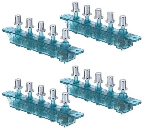 uxcell 4Pcs Range Hood Keyboard Switch, MQ205 AC 250V 4A 5 Push Button Piano Type Key Board Switches for Range Hood, Blue