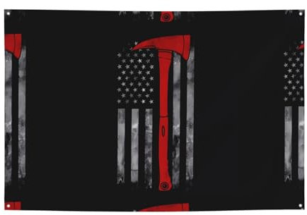 Drapeau à suspendre en forme de hache de pompier - Ligne rouge - Pour toutes les saisons - 120 x 180 cm - Pour fête de mariage, décoration de Noël