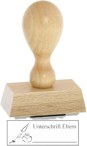 Lehrer-Stempel – Unterschrift Eltern - von Kaufhaus 2010 aus Holz & Gummi, zum Bestempeln von Schriftstücken aller Art, 5 X 2 cm