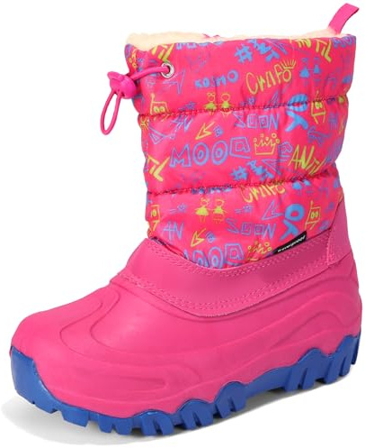 Apawwa Chaussures d'hiver pour enfants Bottes d'hiver extérieures Garçons Bottes de neige doublées chaudes Filles HD483 Color Fuchsia Size 24