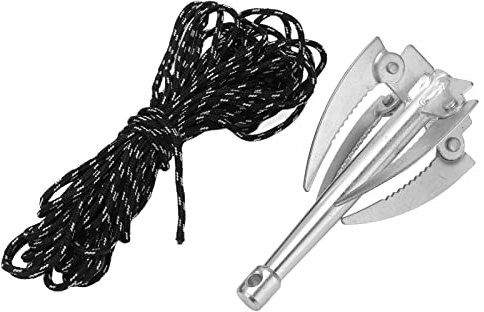 Ldafava Fishing Grass Knife, Four Claws Foldable Boat Anchor, Fishing Water Grass Knife Stainless Steel Foldable Galvanized Iron Rustproof Weed Remover with 10m/.8ft Rope for Backyard Pond Patio