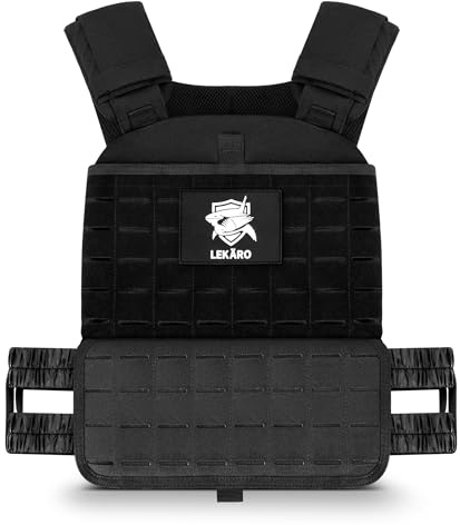 Adjustable Weighted Vest for Men Women – Tactical Vest for Rucking, HIIT & CrossFit, Fits 10x12 Plates, 600D Breathable Weight Vest & Exercise Vest for Strength Training, Weights Not Included