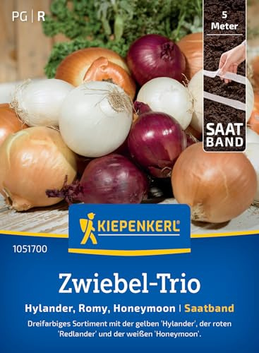 Kiepenkerl Zwiebel-Triosamen Hylander 1051700, Romy, Honeymoon | Gemüsesamen für drei verschiedene Zwiebelsorten, Wuchshöhe 30-40 cm, lagerfähig