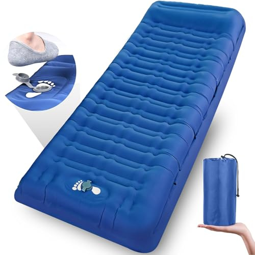 Airminti Materasso da Campeggio Autogonfiabile 12cm – Materassino Ultraleggero e Compatto con Pompa a Pedale e Cuscino, Letto Gonfiabile Morbido e Resistente per Escursioni e Outdoor