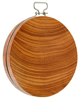 AOFCESQY Chopping Board Premium Choing Board Yellow Iron Wood Round Cutting Board With Handle Heavy Kitchen Choing Board For Meat And Vegetables -Easy To Clean Cutting Board For，Yellow