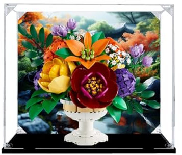 Transparent Acrylic Display Case for Lego 10345 Flower beds Model ，Clear Box,Storage Box,Display Box,Compatible with 10345 Model. (Display Box only) (Black Base)