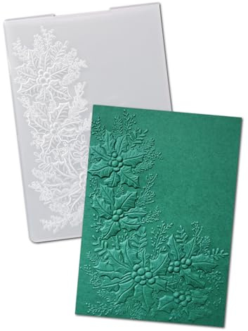 DIYology 3D-Prägeschablone mit Stechpalmenblättern, Eckdekoration, Prägeschablone für Kartenherstellung, 3D-Weihnachtsmistelzweig-Prägeschablone für Bastelarbeiten, Scrapbooking,