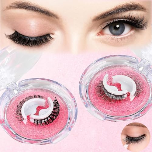 Wimpern Selbstklebend Natürlich Selbstklebende Wimpern ohne Kleber Lashes Wiederverwendbar 3D Eyelashes Extensions ohne Eyeliner für Anfänger Partys