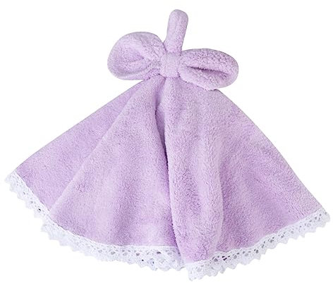 Happyyami 2pezzi Asciugamano in Pile Fiocco Super Assorbente in Pizzo Per Pulizia Per Bagno e Cucina Morbido e Resistente Anello Sospensione