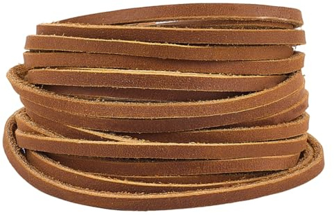 GORGECRAFT äkta platta läderremmar 5 m x 3 mm x 2 mm ränder av kornat läder galen häst koskinn lina flätad tråd för halsband armband nyckelband smyckestillverkning gör-det-själv hantverk