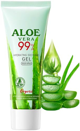 99% Pure Aloe Vera Gel for Skin Care – Soothes Sunburn, Itchy & Damaged Skin. Enriched with Vitamin E for Hydration & Healing. Perfect for Daily Skincare & Post-Sun Relief