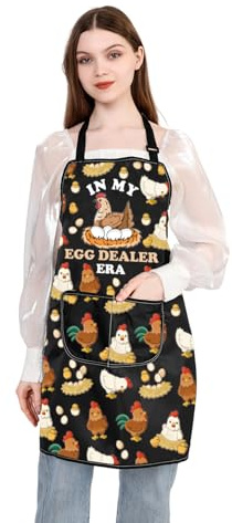 PLITI Chicken Apron In My Egg Dealer Era Egg Lover Gifts Cute Egg Gifts Cooking Kitchen Chef Baking BBQ Apron With Pockets