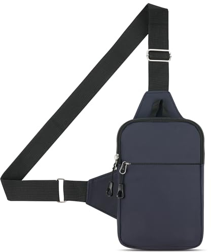 HOTUT Small Sling Bag,Waterproof Chest Bag for Men and Women,Mini Crossbody Shoulder Backpack with Zipper and Adjustable Strap for Travel,Hiking,Cycling,Camping,Outdoor Sports(Blue)