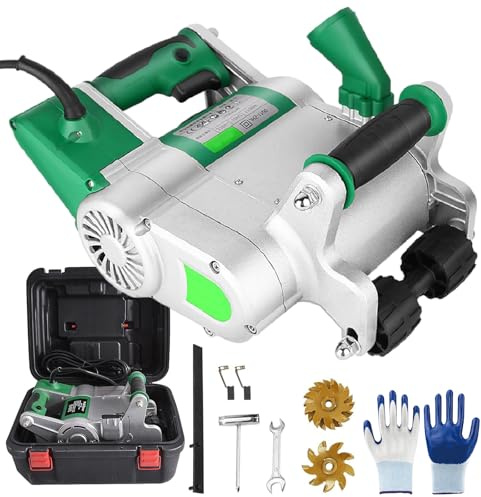 TBANVOO Wall Groove Cutting Machine, 1100W Electric Wall Chaser 25-35mm Adjustable Width, Lightweight Cement Wall Groover for Masonry & Brick Green-110V