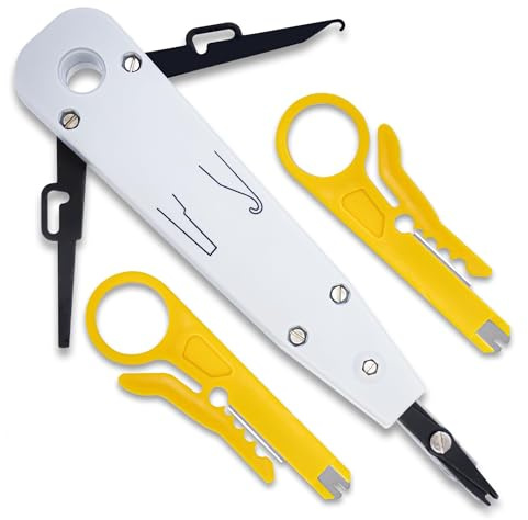 XIYING 3 Pcs Punch Down Tool, Punch Down Tool for Rj45 Cat5/Cat6/Cat7 Telephone Cable Network with 2 Pcs Wire Stripper Combo