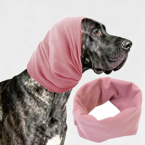 Widenlise Dog Ear Protection Cover, Dog Ear Cover for Anxiety Relief, Adjustable Cat Ear Scarf, Dogs Ear Defenders, Neck and Ears Warmer for Bathing Drying, Grooming & Noise Reduction(Pink, L)