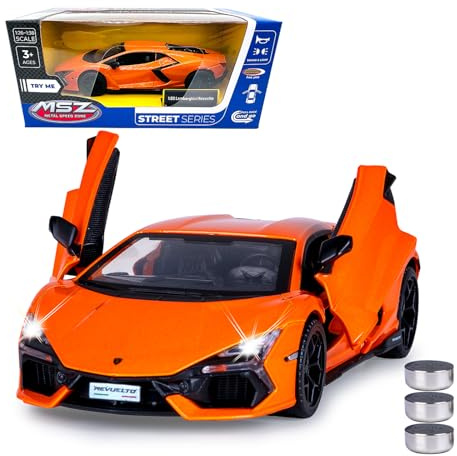 JAMARA 402618 Lamborghini Revuelto Diecast 1:32 con batterie a bottone – Modellino di auto giocattolo per bambini, modello auto in miniatura, idea regalo per bambini, apertura manuale e chiusura